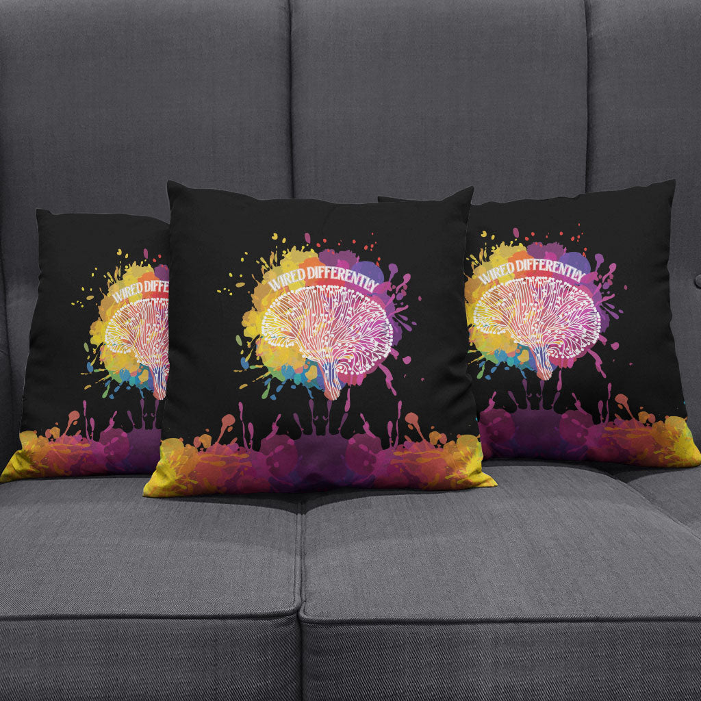 Autism Wired Differently Colors Splash Pillow Cover