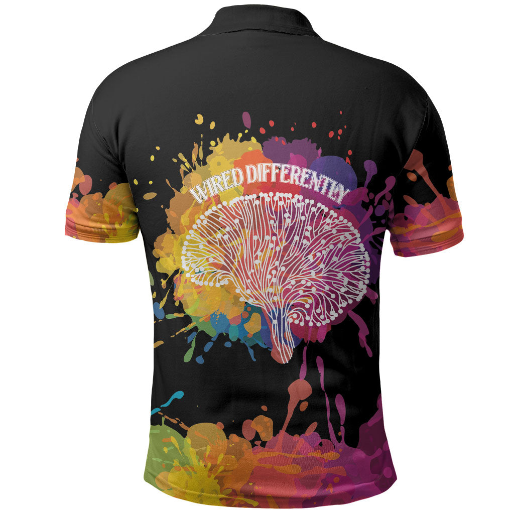 Autism Wired Differently Colors Splash Polo Shirt