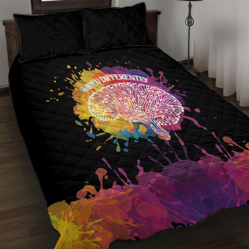 Autism Wired Differently Colors Splash Quilt Bed Set