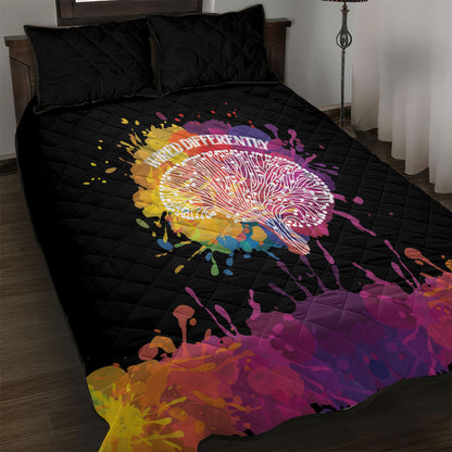 Autism Wired Differently Colors Splash Quilt Bed Set