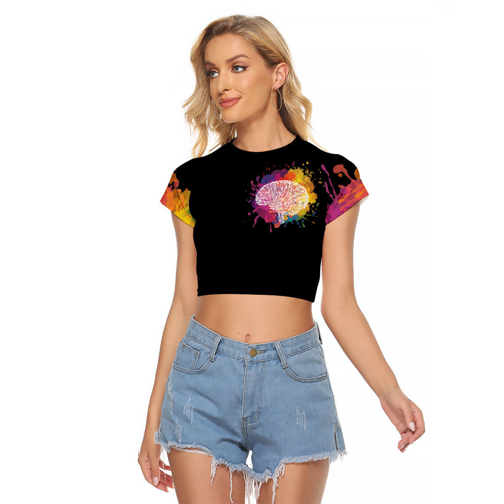Autism Wired Differently Colors Splash Raglan Cropped T Shirt