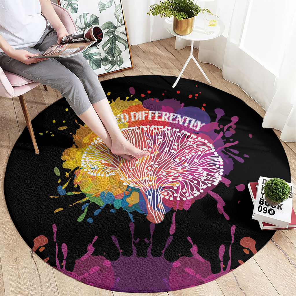 Autism Wired Differently Colors Splash Round Carpet