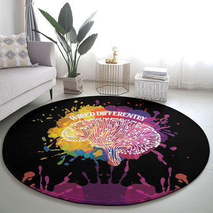 Autism Wired Differently Colors Splash Round Carpet