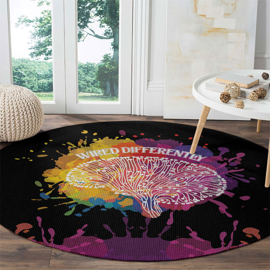 Autism Wired Differently Colors Splash Round Carpet