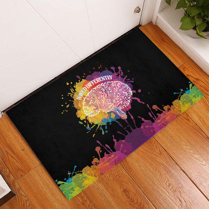 Autism Wired Differently Colors Splash Rubber Doormat
