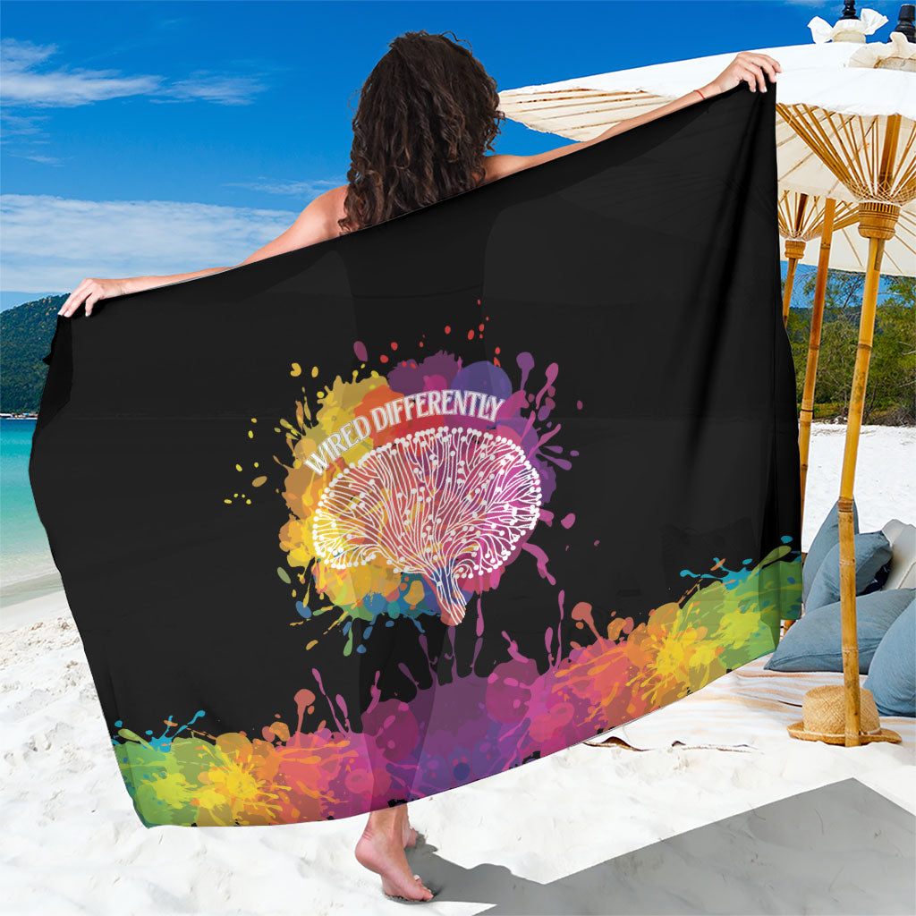 Autism Wired Differently Colors Splash Sarong