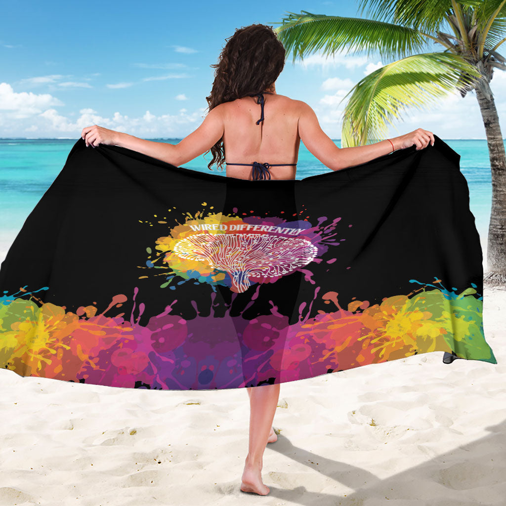 Autism Wired Differently Colors Splash Sarong