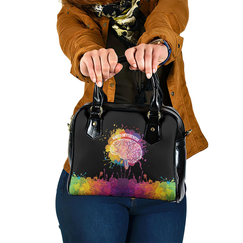Autism Wired Differently Colors Splash Shoulder Handbag