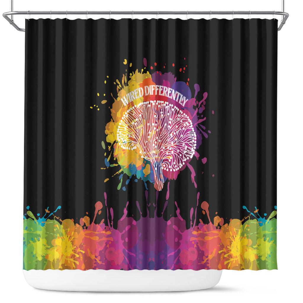 Autism Wired Differently Colors Splash Shower Curtain