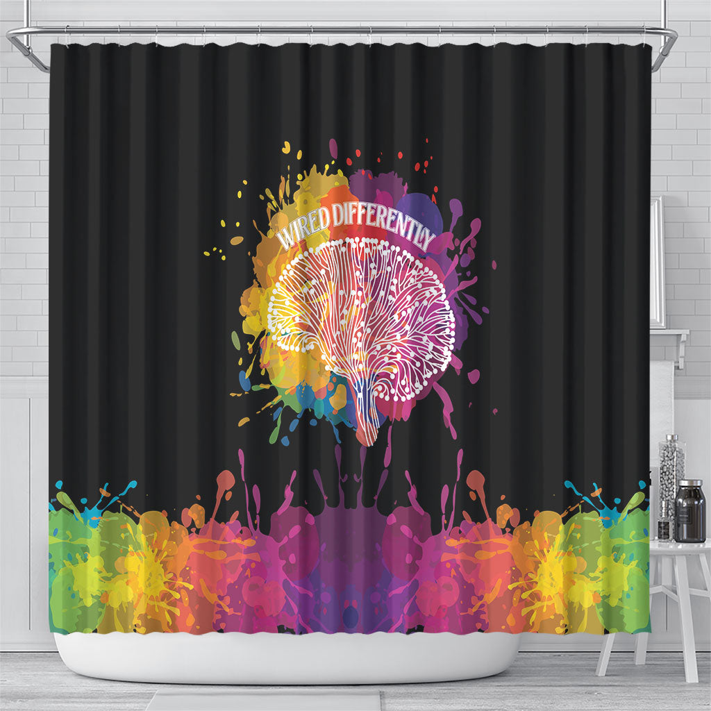 Autism Wired Differently Colors Splash Shower Curtain