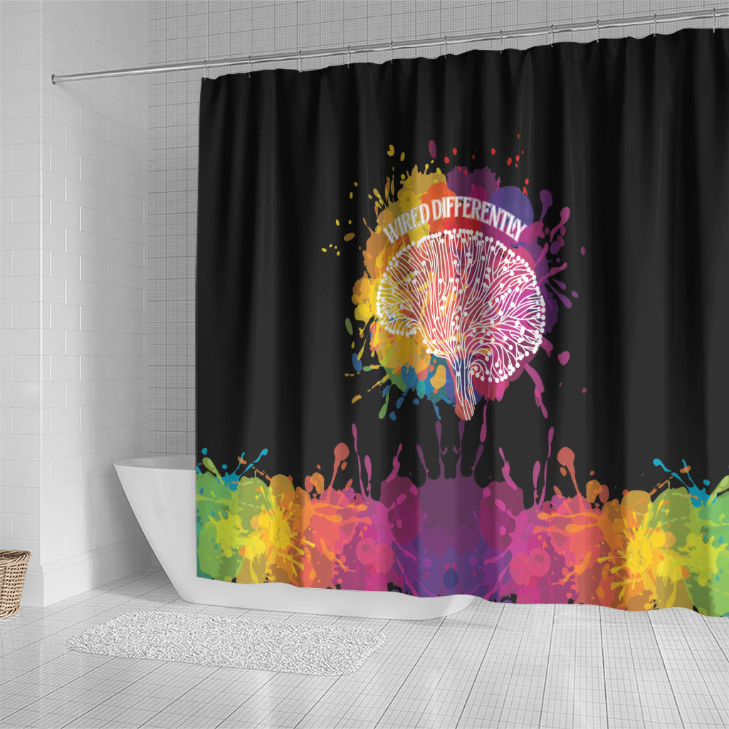 Autism Wired Differently Colors Splash Shower Curtain