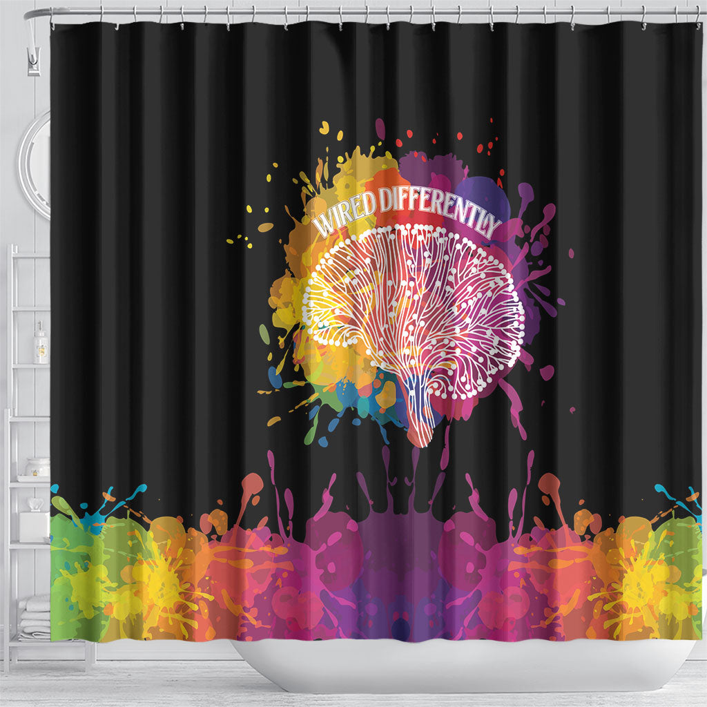 Autism Wired Differently Colors Splash Shower Curtain