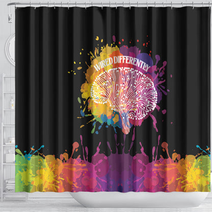 Autism Wired Differently Colors Splash Shower Curtain