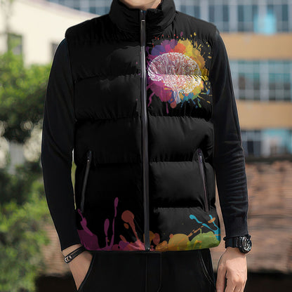 Autism Wired Differently Colors Splash Sleeveless Puffer Jacket