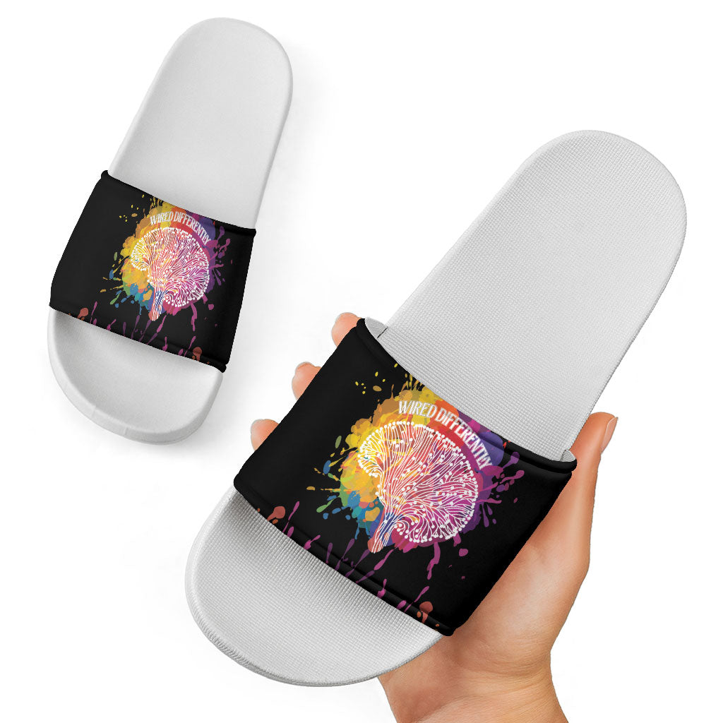 Autism Wired Differently Colors Splash Slide Sandals