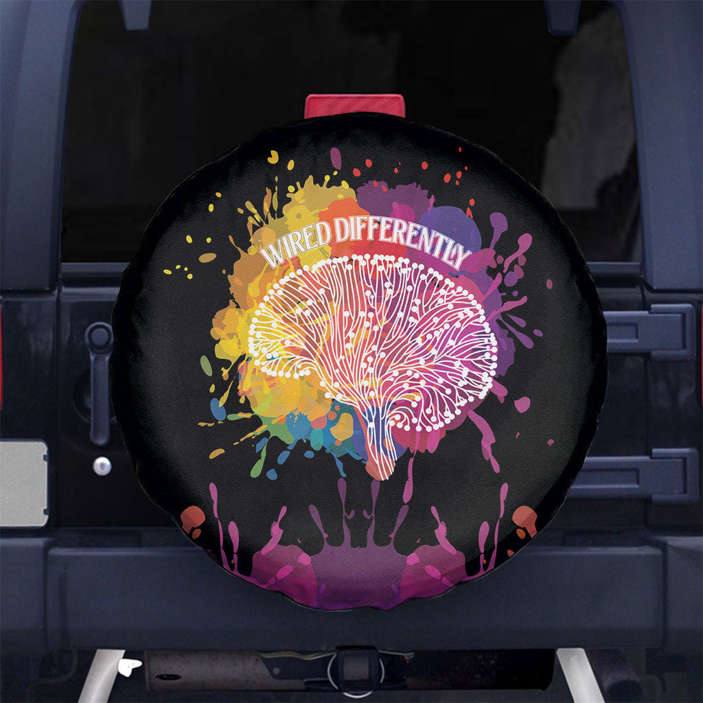 Autism Wired Differently Colors Splash Spare Tire Cover
