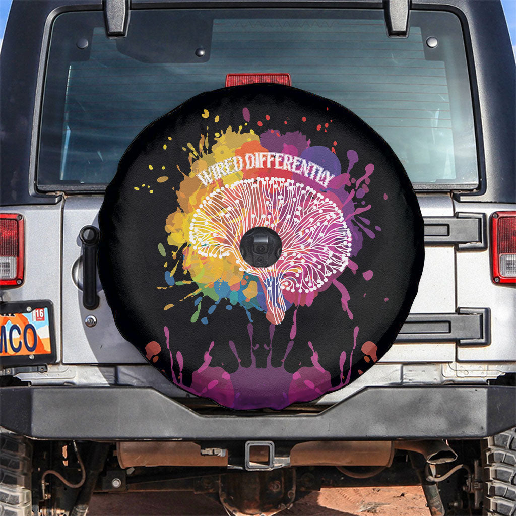 Autism Wired Differently Colors Splash Spare Tire Cover