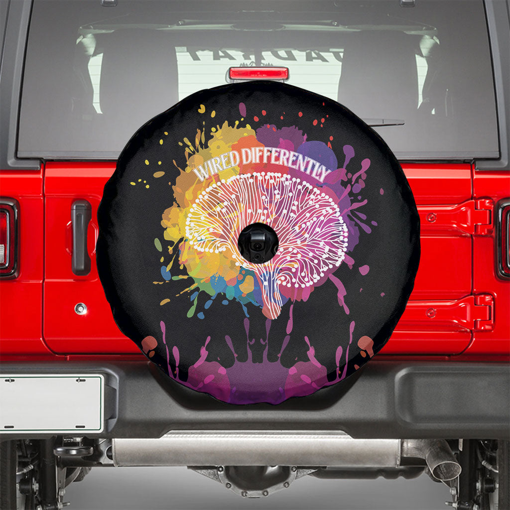 Autism Wired Differently Colors Splash Spare Tire Cover