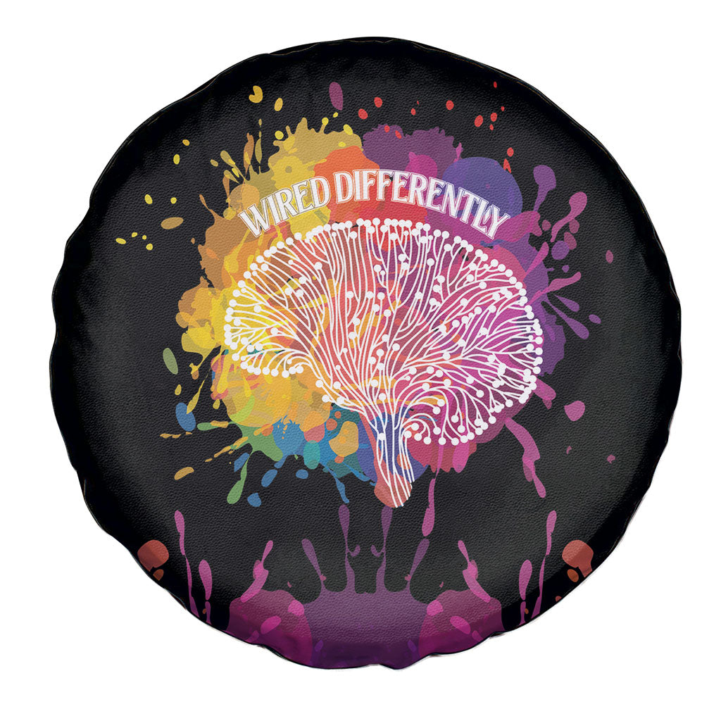 Autism Wired Differently Colors Splash Spare Tire Cover