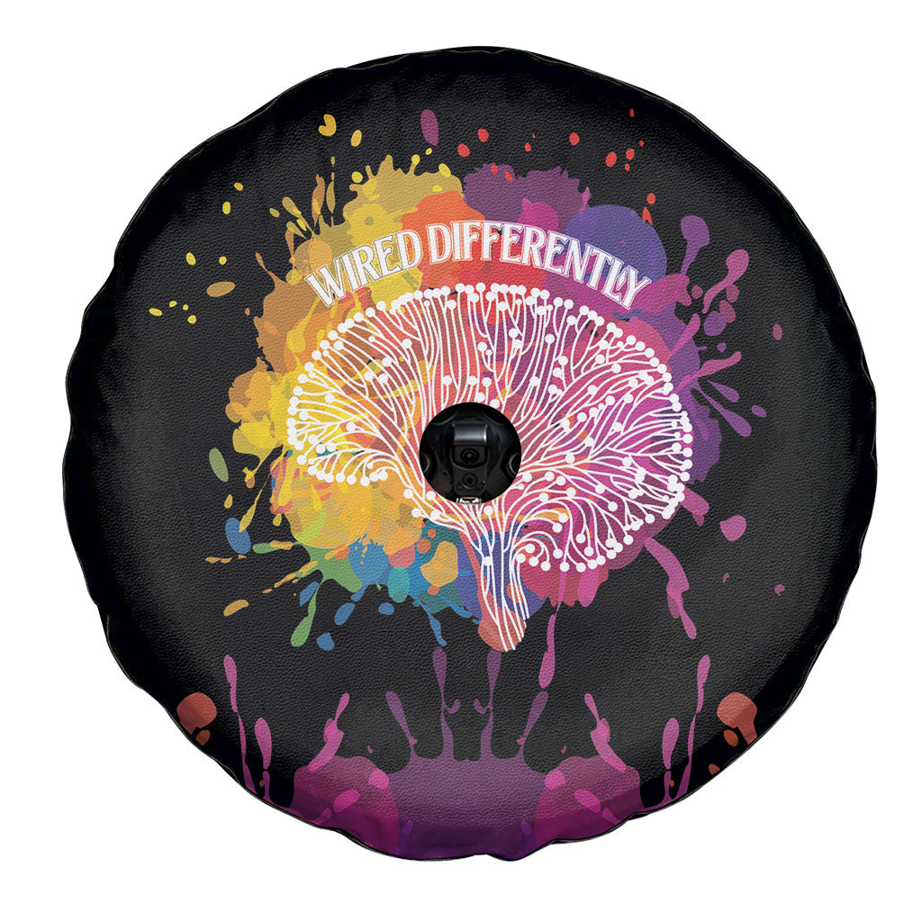 Autism Wired Differently Colors Splash Spare Tire Cover