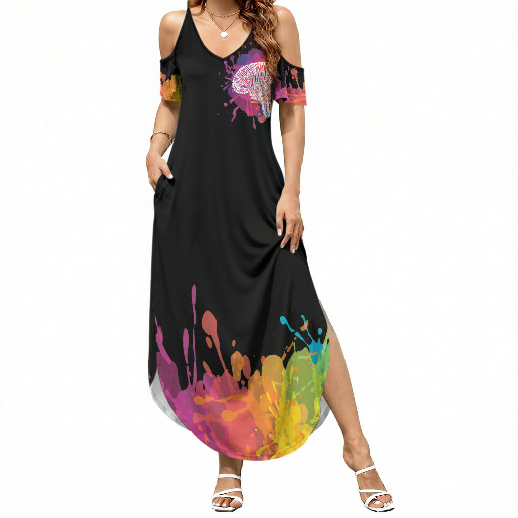 Autism Wired Differently Colors Splash Summer Maxi Dress