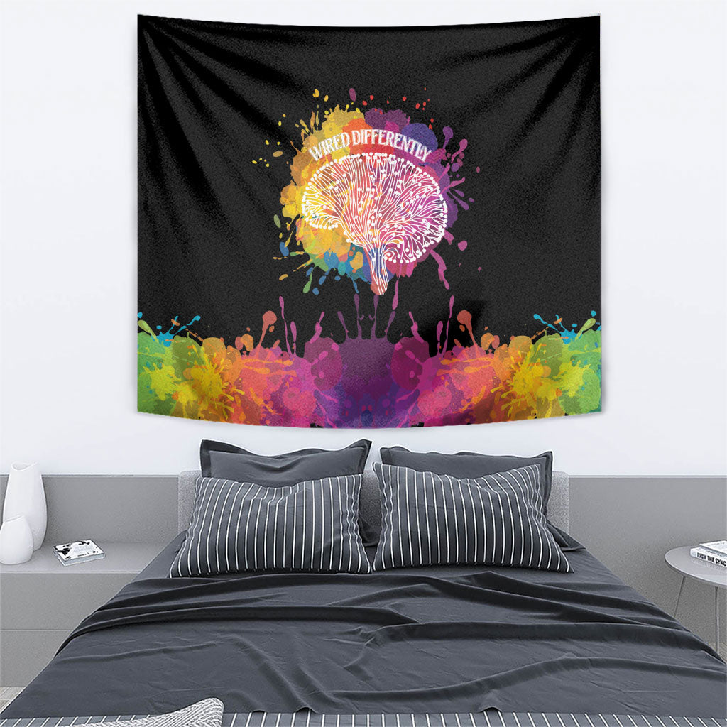Autism Wired Differently Colors Splash Tapestry
