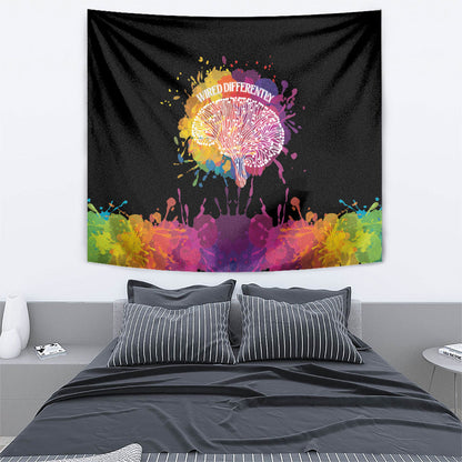 Autism Wired Differently Colors Splash Tapestry