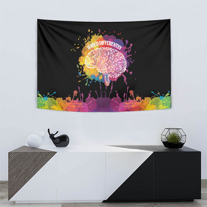 Autism Wired Differently Colors Splash Tapestry