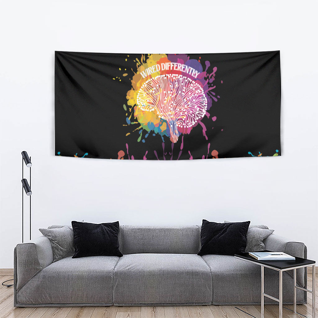 Autism Wired Differently Colors Splash Tapestry