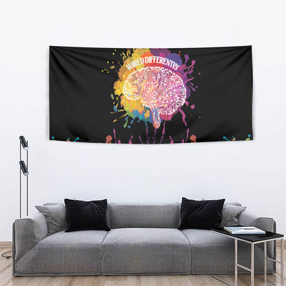 Autism Wired Differently Colors Splash Tapestry