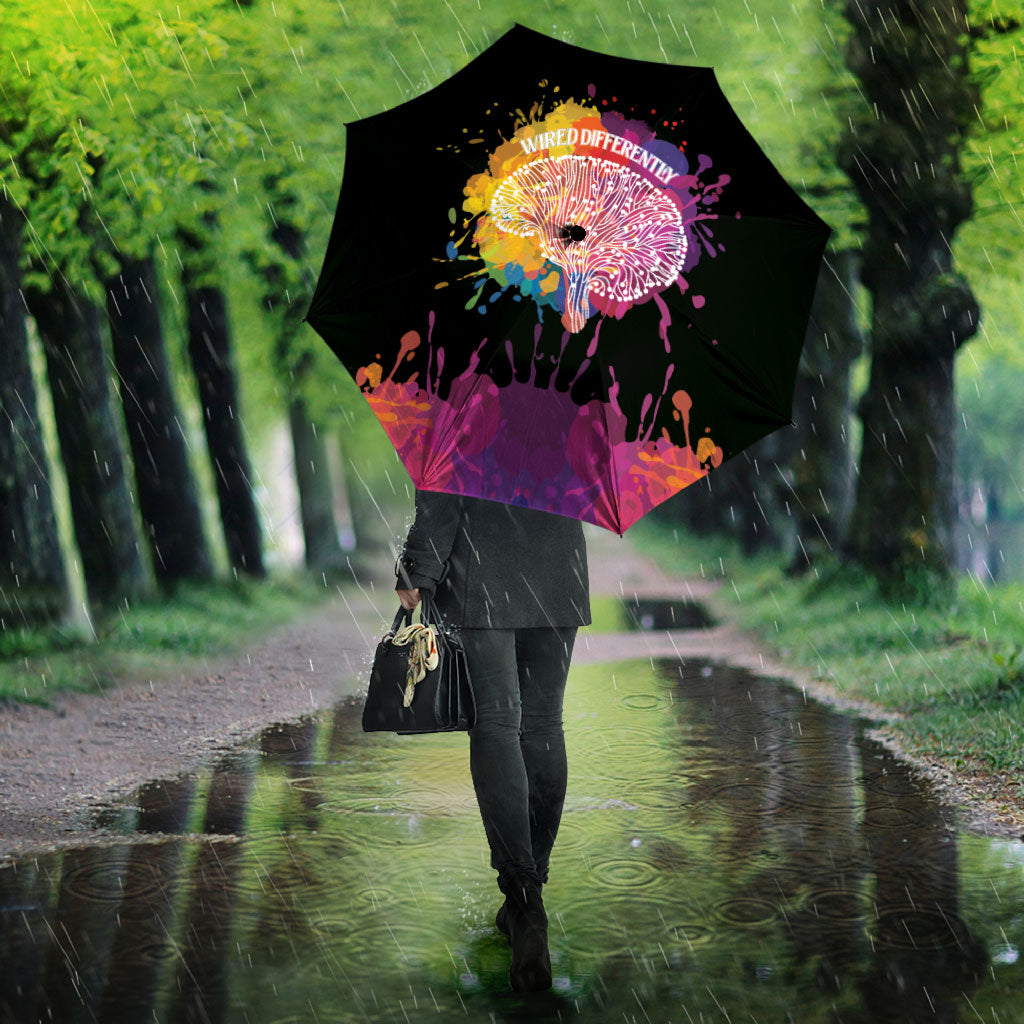 Autism Wired Differently Colors Splash Umbrella