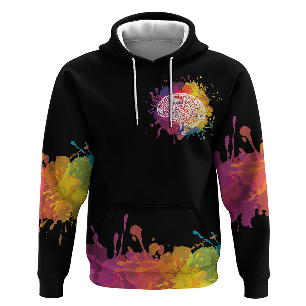 Autism Wired Differently Colors Splash Zip Hoodie