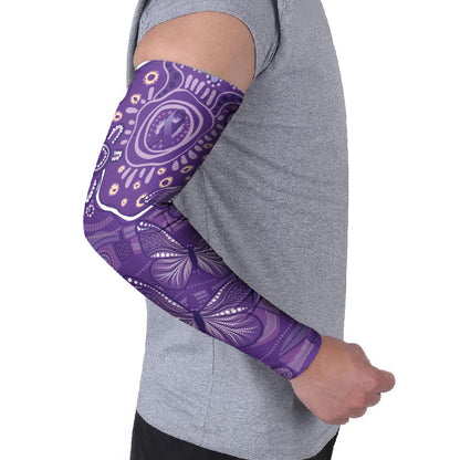Australia Lupus Day Indigenous Arm Sleeves Purple Ribbon Aboriginal Butterflies