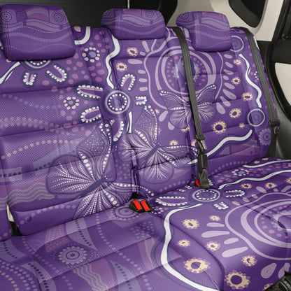 Australia Lupus Day Indigenous Back Car Seat Cover Purple Ribbon Aboriginal Butterflies