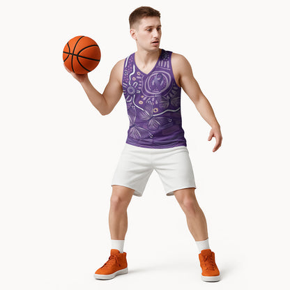 Australia Lupus Day Indigenous Basketball Jersey Purple Ribbon Aboriginal Butterflies