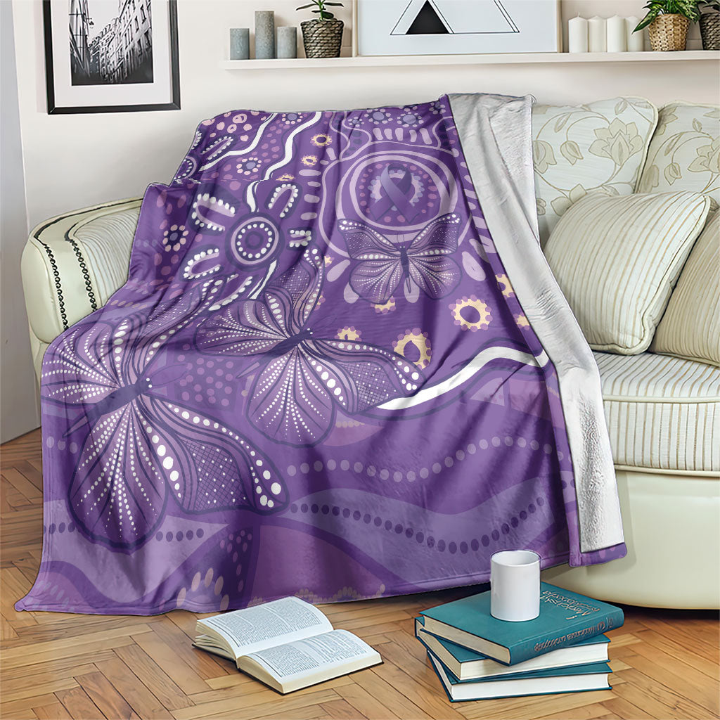 Australia Lupus Day Indigenous Blanket Purple Ribbon Aboriginal Butterflies