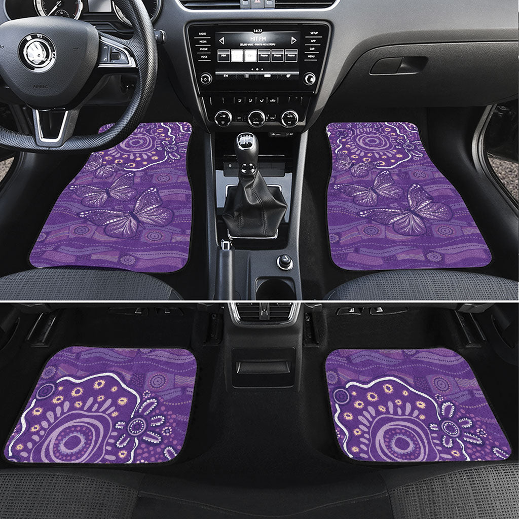 Australia Lupus Day Indigenous Car Mats Purple Ribbon Aboriginal Butterflies