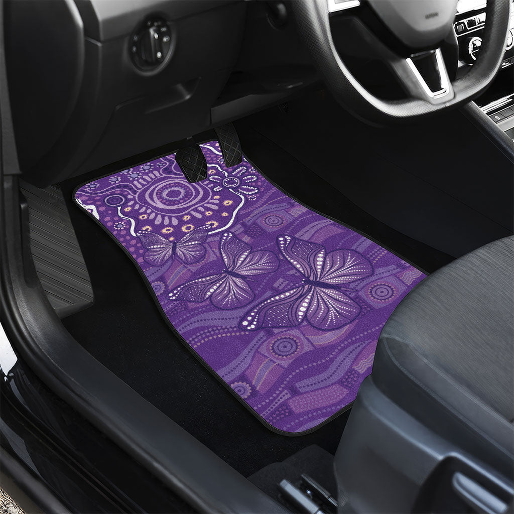 Australia Lupus Day Indigenous Car Mats Purple Ribbon Aboriginal Butterflies