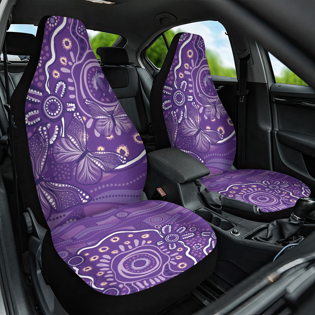 Australia Lupus Day Indigenous Car Seat Cover Purple Ribbon Aboriginal Butterflies