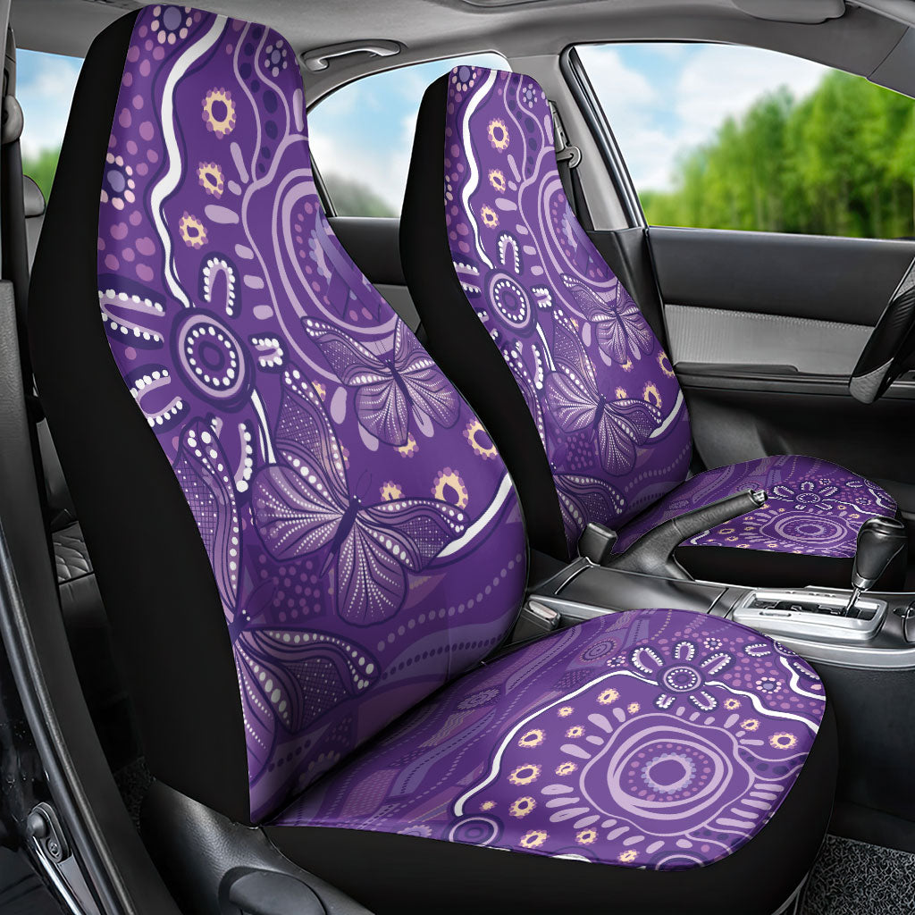 Australia Lupus Day Indigenous Car Seat Cover Purple Ribbon Aboriginal Butterflies