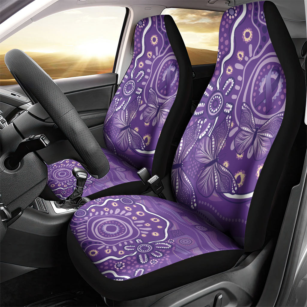Australia Lupus Day Indigenous Car Seat Cover Purple Ribbon Aboriginal Butterflies