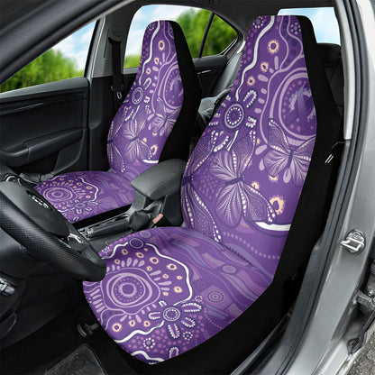 Australia Lupus Day Indigenous Car Seat Cover Purple Ribbon Aboriginal Butterflies