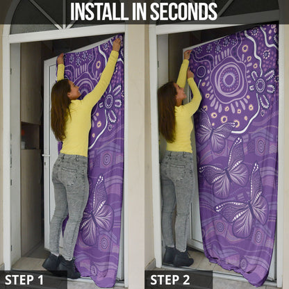 Australia Lupus Day Indigenous Door Cover Purple Ribbon Aboriginal Butterflies