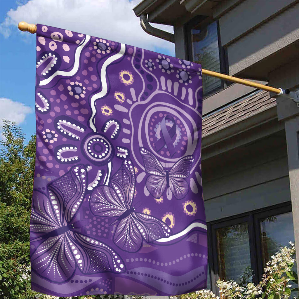 Australia Lupus Day Indigenous Garden Flag Purple Ribbon Aboriginal Butterflies
