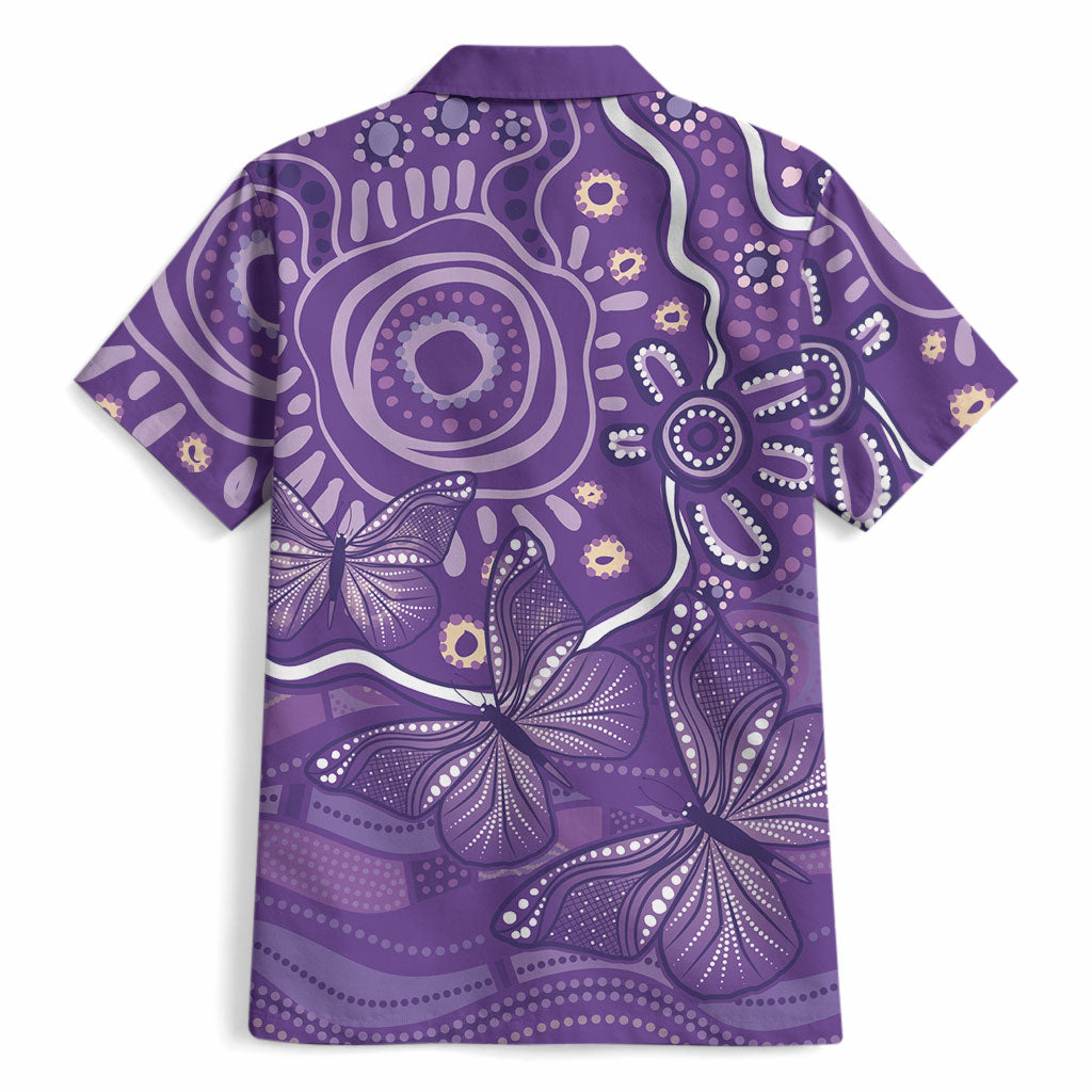 Australia Lupus Day Indigenous Hawaiian Shirt Purple Ribbon Aboriginal Butterflies