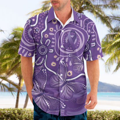 Australia Lupus Day Indigenous Hawaiian Shirt Purple Ribbon Aboriginal Butterflies