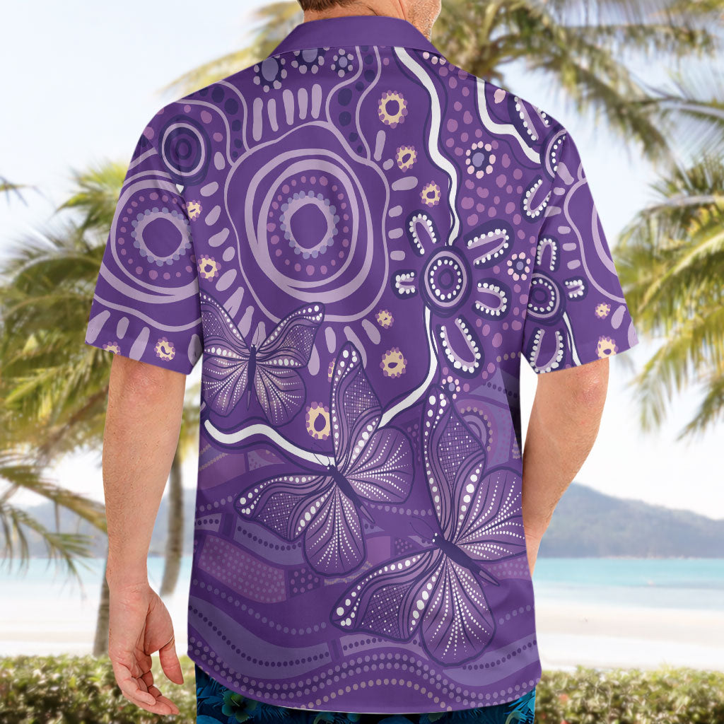 Australia Lupus Day Indigenous Hawaiian Shirt Purple Ribbon Aboriginal Butterflies