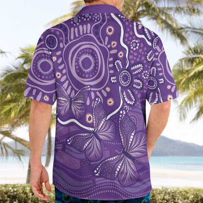 Australia Lupus Day Indigenous Hawaiian Shirt Purple Ribbon Aboriginal Butterflies