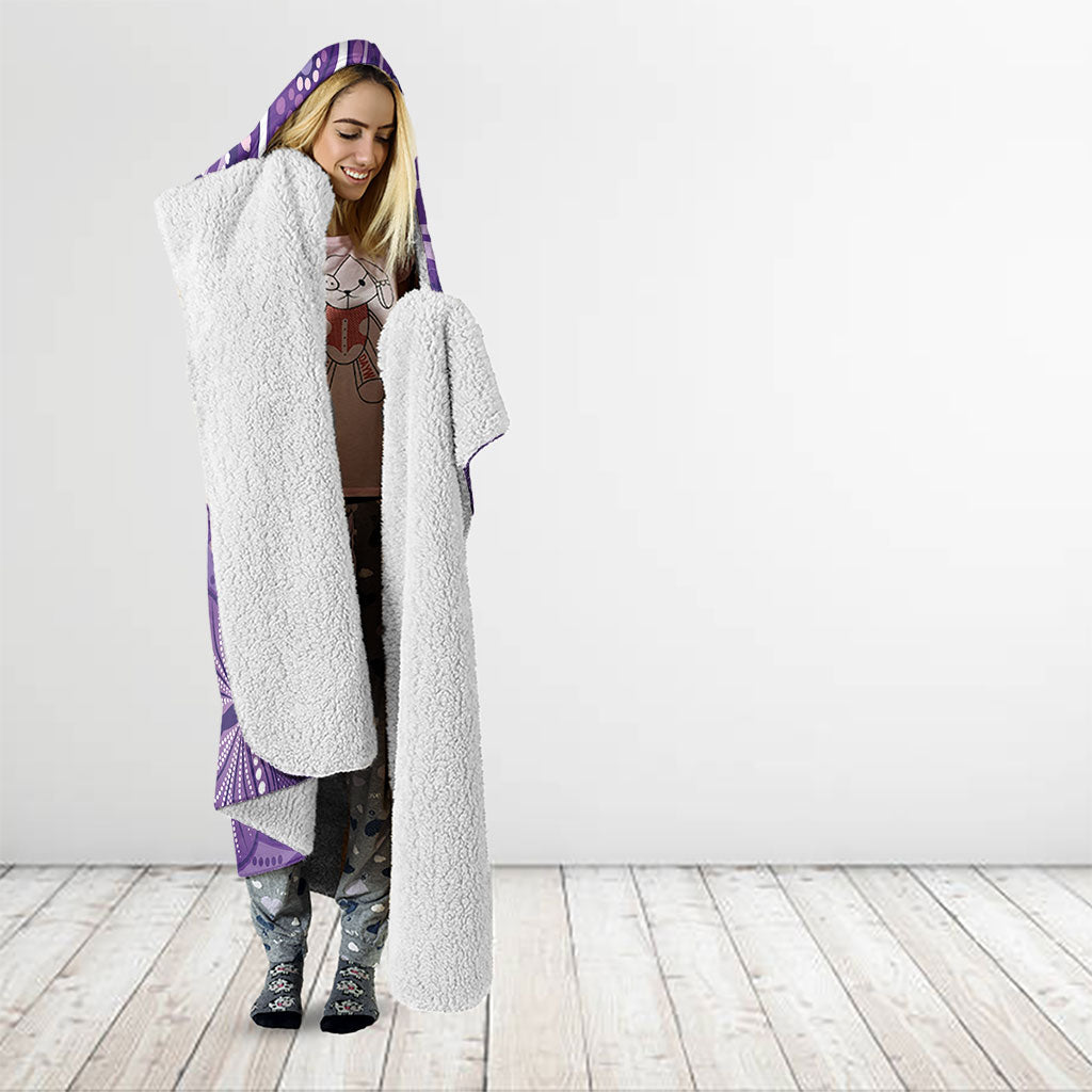 Australia Lupus Day Indigenous Hooded Blanket Purple Ribbon Aboriginal Butterflies