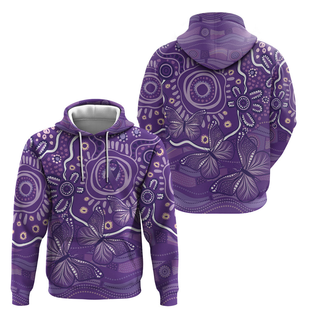 Australia Lupus Day Indigenous Hoodie Purple Ribbon Aboriginal Butterflies